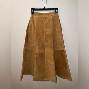 Hunt Club Women’s Vintage Leather Riding A-Line Skirt Size 6 Beige/Tan